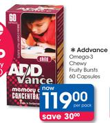Addvance Omega-3 Chewy Fruity Bursts 60's Capsules