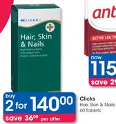 Clicks Hair, Skin & Nails-2 x 60's Tablets Pack