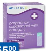 Clicks 30's Day Pack Preg Omega 3, Calcium & Magnesium