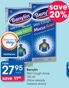 Benylin Wet Cough Syrup-100ml Each