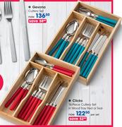 Clicks 16 Piece Cutlery Set In Wood Tray Red Or Teal-Per Set