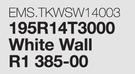 Tackies 195R14T3000 White Wall EMS.TKWSW14003