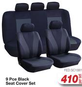 9 Pce Black Seat Cover Set FED.SC1881-Per Set