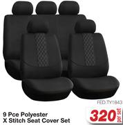 9 Pce Polyester X Stitch Seat Cover Set FED.TY1843-Per Set