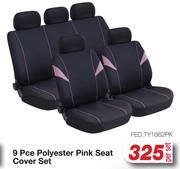 9 Pce Polyester Pink Seat Cover Set FED.TY1662PK-Per Set