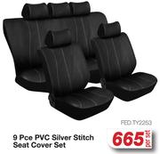 9 Pce PVC Silver Stitch Seat Cover Set FED.TY2253-Per Set