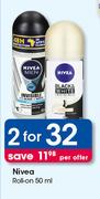 Nivea Roll On-2x50ml Per Offer