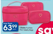 Clicks Fuchsia PVC Toiletry Bags-Each