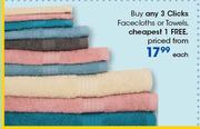 Clicks Faceclothes Or Towels-Each