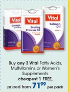 Vital Fatty Acids, Multivitamins Or Women's Supplements-Per Pack