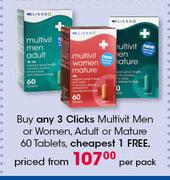 Clicks Multivit Men Or Women, Adult Or Mature-60 Tablets Per Pack