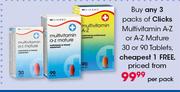 Clicks Multivitamin A-Z Or A-Z Mature-30 Or 90 Tablets Per Pack