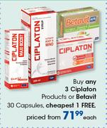 Ciplaton Products Or Betavit-30 Capsules Each