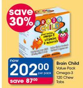 Brain Child Value Pack Omega-3-120 Chew Tabs-Per Pack