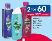 Radox Body Wash 400ml Or Foam Bath 500ml-2x Per Offer