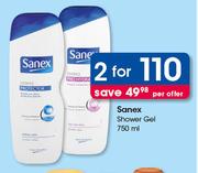 Sanex Shower Gel-2x750ml Per Offer