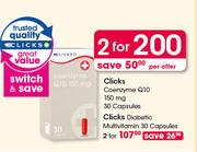 Clicks Diabetic Multivitamin-2x30 Capsules Per Offer