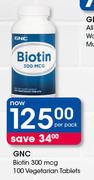 GNC Biotin 300mcg-100 Vegetarian Tablets Per Pack
