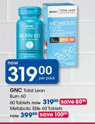 GNC Total Lean Metabolic Elite-60 Tablets Per Pack