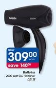 Babyliss 2000 Watt DC Hairdryer D212E-Each