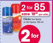 Clicks Ice Spray Or Hot Spray-2 x 150ml