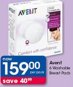 Avent 6 Washable Breast Pads-Per Pack