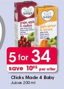 Clicks Made 4 Baby Juices-5 x 200ml