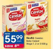 Nestle Cerelac Baby Cereal Satge 1,2 Or 3-500g Each