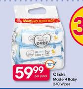 Clicks Made 4 Baby 240 Wipes-Per Pack