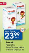 Panado Paediatric Syrup 50ml Or 100ml Or Infant Drops-20ml Each