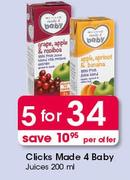 Clicks Made 4 Baby Juices-5 x 200Ml 