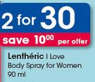 Lentheric I Love Body Spray For Women-2 x 90ml