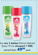 Adidas Parfum Natural Sprays-75ml Each