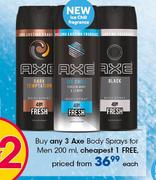 Axe Body Sprays For Men-200ml Each