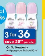 Oh So Heavenly Anti Perspirant Roll On-3 x 50ml