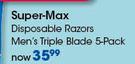 Super Max Disposable Razors Men's Triple Blade 5 Pack-Per Pack