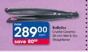 BaByliss Crystal Ceramic 28mm Wet & Dry Straightener-Each