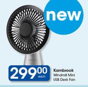 Kambrook Windmill Mini USB Desk Fan-Each