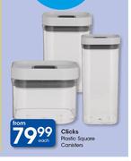 Clicks Plastic Square Containers-Each