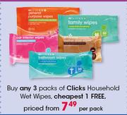 Clicks Household Wet Wipes-Per Pack