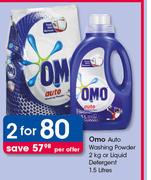 Omo Auto Washing Powder-2Kg Or Liquid Detergent-1.5Ltr-For 2