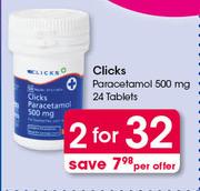 Clicks Paracetamol 500Mg 24 Tablets-For 2 
