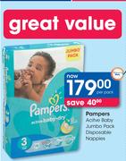 Pampers Active Baby Jumbo Pack Disposable Nappies-Per Pack
