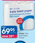 Clicks 2-Ply Toilet Paper-18 Rolls