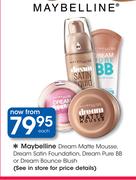 Maybelline Dream Matte Mousse, Dream Satin Foundation, Dream Pure BB Or Dream Bounce Blush-Each