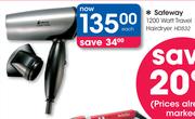 Safeway 1200 Watt Travel Hairdryer HD532