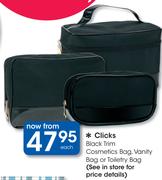 Clicks Black Trim Cosmetics Bag, Vanity Bag Or Toiletry Bag-Each