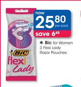 Bic For Women 3 Flexi Lady Razor Pouches-Per Pack