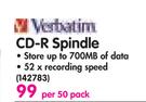 Verbatim CD-R Spindle-Per 50 Pack