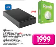 Seagate 3.5" 4TB Hard Drive Plus Panda Anti-Virus 2015 1 User Bundle